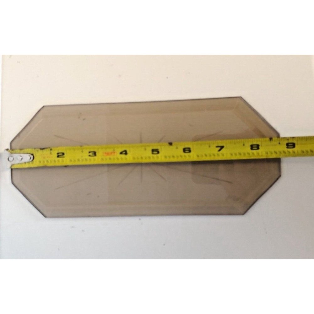 Chandelier Beveled Glass Panel Octagon Smoked Glass 12 Pt Star Vintage 8.5x3.5in - Picture 5 of 5